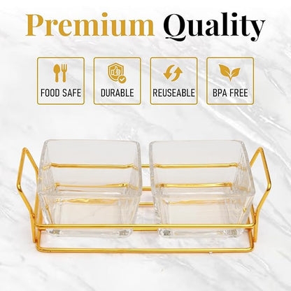 Nuts gift Basket Luxurious and Elegant 2 Sectional Premium Reusable Glass Tray, Perfect Holiday Food Gift Basket