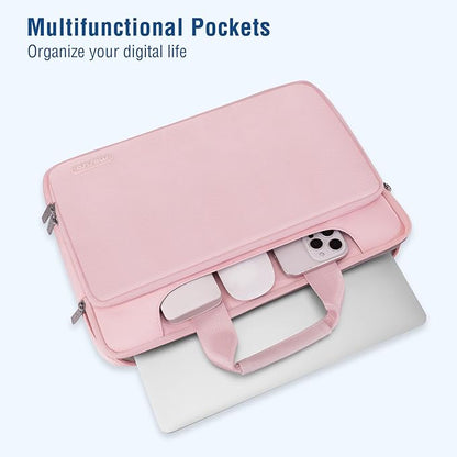 MOSISO 360 Protective Laptop Sleeve Compatible with MacBook Pro 16 inch 2024-2019 M4 M3 M2 M1/Air 15 M3 M2/Pro Retina 15, 15-15.6 inch Notebook Computer, Matching Color Sleeve Bag with Belt, Pink