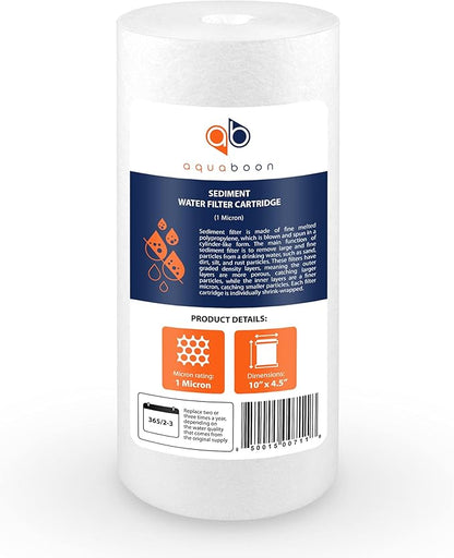 Aquaboon Whole House 1 Micron Water Filter 10 x 4.5 Against Sediment Water Filter Cartridge Replacement Compatible with DGD-5005, AP810, 20-Pack