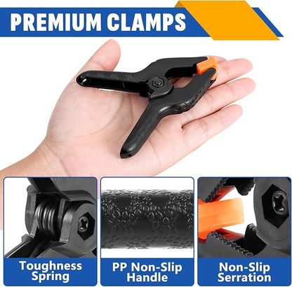 72 Pack 3.5 inch Plastic Spring Clamps, Black Heavy Duty Clips, Backdrop Clips, Plastic Clamps for Crafts, Backdrop Stand, Woodworking, Photography