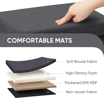 PINPLUS Storage Ottoman Cube Sherpa Ottoman Foot Rest,Small Foldable Portable Boucle Ottomans, Faux Teddy Fur, Grey 16.5"x12.6"x12.6"