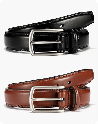 CHAOREN Leather Dress Belt Men 2 Pack - 1 3/8" Mens Belts for Work Business Casual Jeans