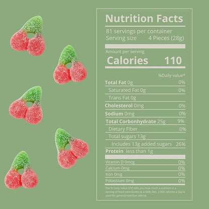 Kervan Candy Bebeto Sour Cherry – Fruity, Soft & Sour Gummy Candy Bulk for Kids, Gift Snacks and Parties – Sour Cherry Gummies Big Party Size Bag (5 lbs)