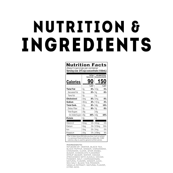 TAZO Chocolate Chai Latte Tea Concentrate, 32 FL OZ (Pack of 6)