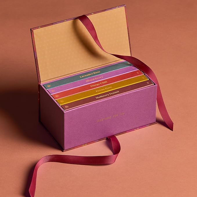 Spring & Mulberry Healthy Dark Chocolate Bars Sugar Free - Date Sweetened Chocolate Gift Box - Healthy Bars, Gluten Free & Vegan - Embellished with Fruits & Florals Holiday Chocolates Gift Set