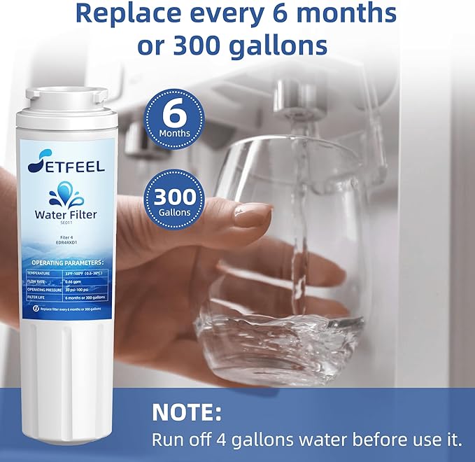UKF8001 Water Filter Replacement for Kitchenaid, Whirlpool EDR4RXD1, Fiter 4, Fit Kitchenaid Refrigerator Krfc300ess01 wrx735sdhz00 wrx735sdhz01 UKF8001AXX-200, HDX FMM-2, 3 Filter SETFEEL
