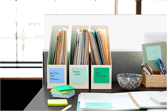 Post-it 100% Recycled Paper Super Sticky Pop-up Notes, 2X The Sticking Power, 3x3 in, 6 Pads, 70 Sheets/Pad, Oasis Collection (R330R-6SST)