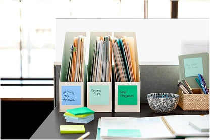 Post-it 100% Recycled Paper Super Sticky Pop-up Notes, 2X The Sticking Power, 3x3 in, 6 Pads, 70 Sheets/Pad, Oasis Collection (R330R-6SST) (Pack of 12)
