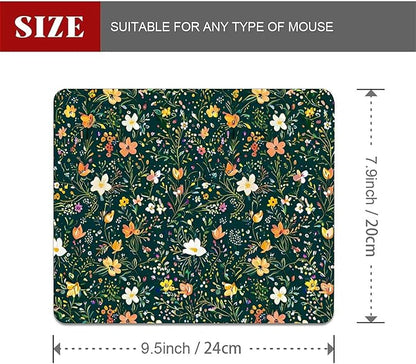 Square Mouse Pad Wild Flower 2, Personalized Premium-Textured Custom Mouse Mat Design, Washable Mousepad Cloth, Non-Slip Rubber Base Computer Mouse Pads for Wireless Mouse
