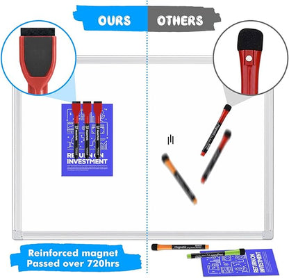 maxtek Magnetic Whiteboard Markers - 12 Count Red Fine Tip Dry Erase Markers with Eraser for Kids, Low Odor Thin Markers for Calendar Boards