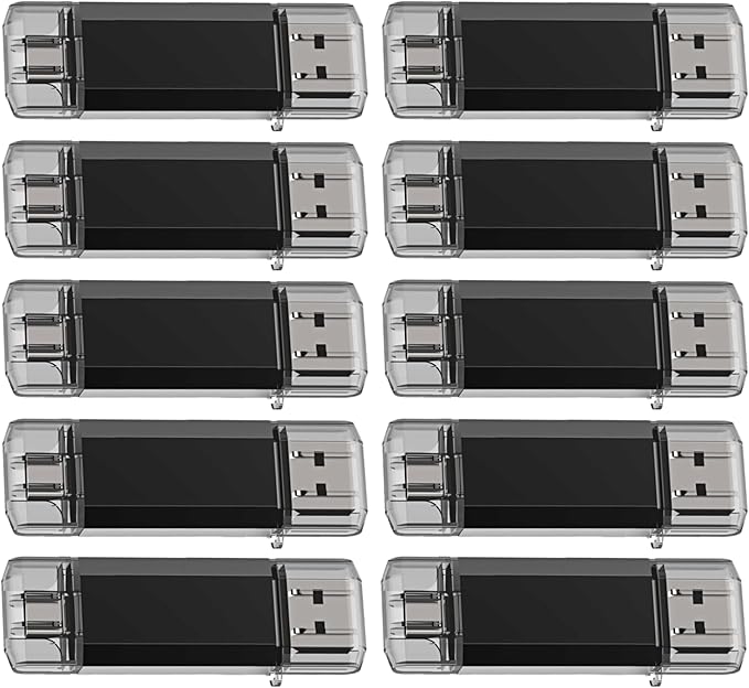 GoRAM 32GB (10 Pack) Dual Drive Go-Stick USB 3.0 + USB-C Type-C Flash Drive for Android Smartphones, Computers, MacBook, Tablets, PC (32GB)