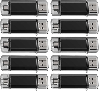 GoRAM 32GB (10 Pack) Dual Drive Go-Stick USB 3.0 + USB-C Type-C Flash Drive for Android Smartphones, Computers, MacBook, Tablets, PC (32GB)