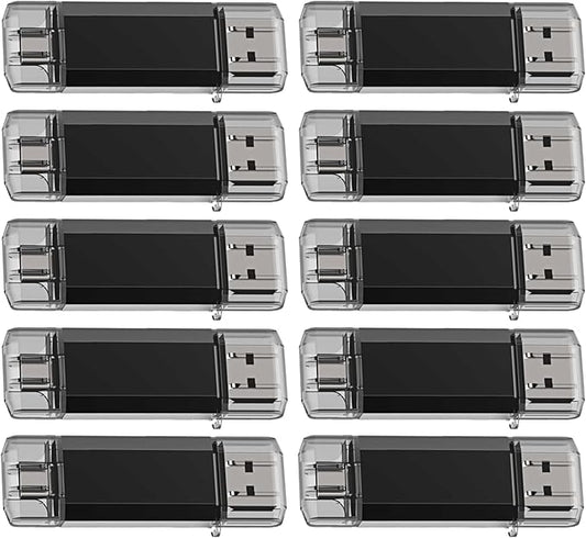 GoRAM 32GB (10 Pack) Dual Drive Go-Stick USB 3.0 + USB-C Type-C Flash Drive for Android Smartphones, Computers, MacBook, Tablets, PC (32GB)