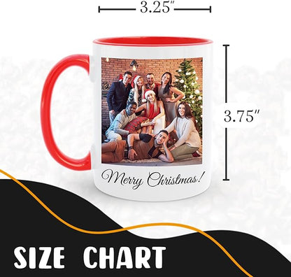 Personalized Coffee Mug, Custom Picture Text or Logo Ceramic Mug, Customized Gift for Men & Women, Taza Personalizada with Photo and Words, Customizable 11 Oz Tea Cup | White - Red