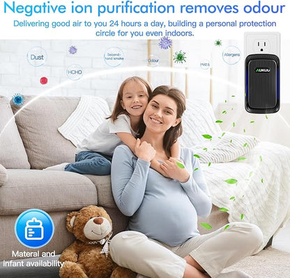 Air Ionizers (4 Pack）- Plug In Negative Ion Air Purifiers - Quiet Air Freshener for Home, Bedroom, Office, Basement - Portable Air Purifier Odor, Smoke, Dust, Pet Smell - Mini Air Cleaner Black