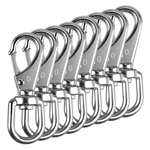 KINLINK 304 Stainless Steel Swivel Snap Hooks, 8 Pack 2.7 Inch Flag Pole Clips, Heavy Duty Spring Snap Hooks for Flagpole Rope, Dog Leash, Keychain, Boat Anchor Rope, Bird Feeder