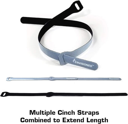 Reusable Cable Ties Large and Strong Gripping Jumbo Size 3/4" x 16" for Large Bundles of Cables - 10 Pack (Black)