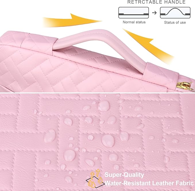 Lacdo 360° Protective Laptop Sleeve Case for 15 inch New MacBook Air M4 A3241 2025, M3 A3114, M2 A2941 2024-2023, 15 inch MacBook Pro A1990 A1707, Dell XPS 15 Plus 2022-2020 Computer Bag, Sakura Pink