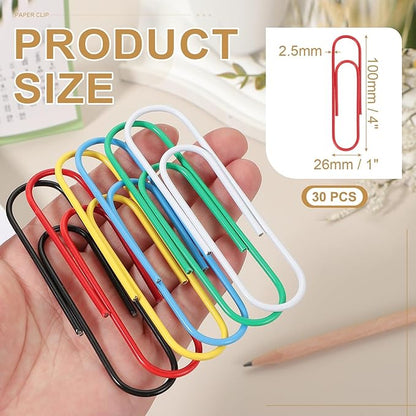 PATIKIL 4 Inch Large Paper Clip, 30PCS Big Paper Clip Extra Large Huge Metal Giant Clips Rust-Proof Strong Durable Bulk Cute for Home Office Accessories Bookmark, Red