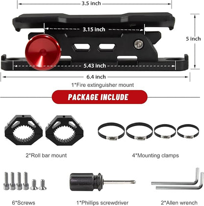 ATV Motorcycle Fire Extinguisher Bracket - Quick Release Fire Extinguisher Holder Mount - Universal 7/8" to 9/8" Handlebar Fit for Yamaha, Polaris, Honda, Can-Am, Kawasaki - Secures Extinguishers