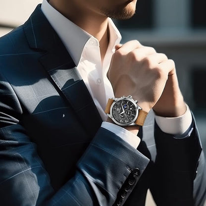 BY BENYAR Mens Watches Analog Quartz Chronograph Waterproof Wrist Watches for Men Fashion Business Work Casual Sport Designer Dress Watch with Calendar Elegant Gifts for Men