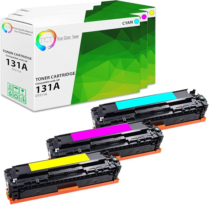 TCT 131A Color Toner Cartridge 3 Pack - Compatible Replacement for HP 131A CF211A CF212A CF213A Works with HP Laserjet Pro 200 Color M251NW, MFP M276N Printers (Cyan Magenta Yellow)