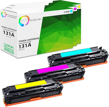 TCT 131A Color Toner Cartridge 3 Pack - Compatible Replacement for HP 131A CF211A CF212A CF213A Works with HP Laserjet Pro 200 Color M251NW, MFP M276N Printers (Cyan Magenta Yellow)