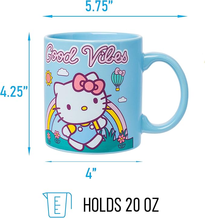 Silver Buffalo Sanrio Hello Kitty Good Vibes Ceramic Mug, 20 Ounces