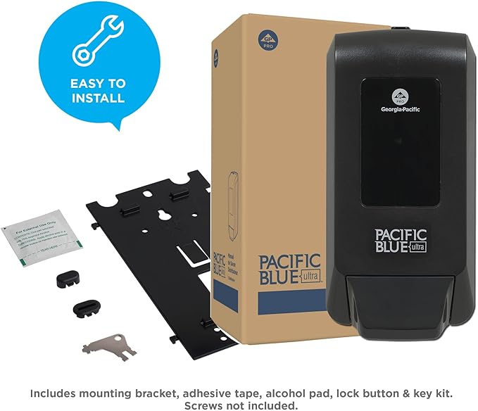 Georgia-Pacific (53057) Pacific Blue Ultra Manual Push Soap Dispenser, Wall Mounted, Easy To Install & Maintain