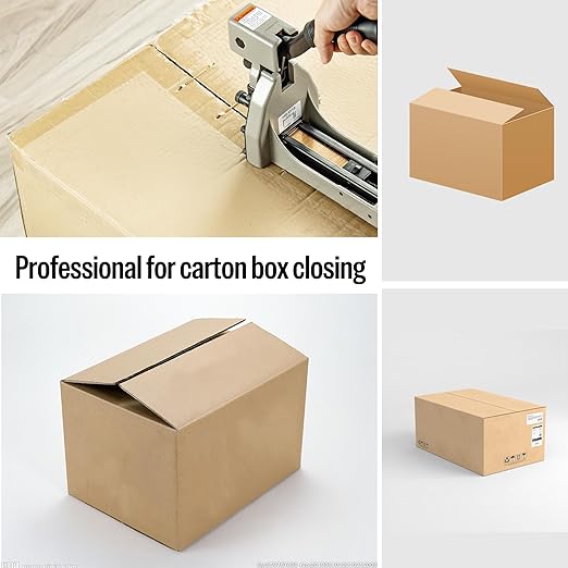 meite Carton Closing Staples 16 Gauge 1-3/8" Wide Crown 5/8" Leg Copper-Coated Carton Staples for Pneumatic or Manual Box Stapler Gun - Cardboard Closer Packaging (4,000PCS)