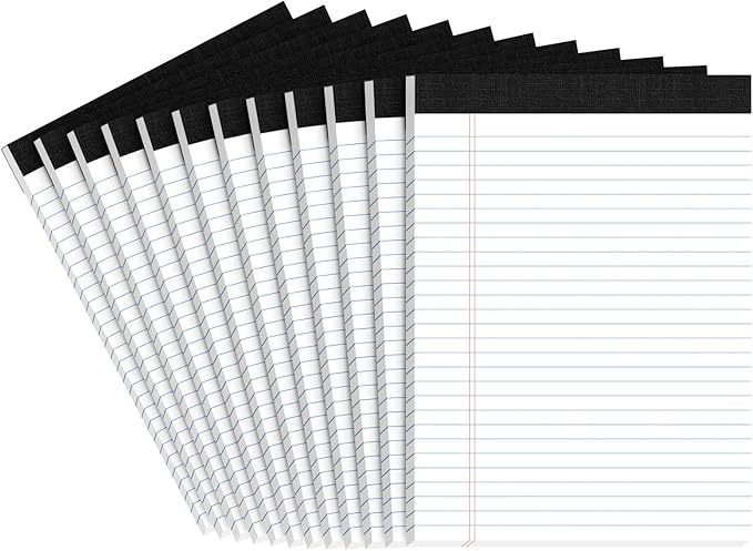Legal Pads 8.5 X11.75, Narrow Ruled Notepads, 12 Pack, 30 Sheet/Pad, White Legal Pads, Tear Off Notepad, Perforated Writing Pad, Notebook Paper College Ruled, Notepads for Office Home School, Notepad