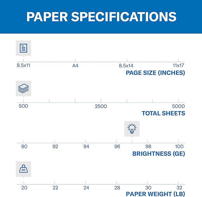 Hammermill Printer Paper, Premium Multipurpose Paper 20 lb, 8.5 x 11 - 1 Ream (500 Sheets) - 97 Bright, Made in the USA