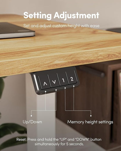 FEZIBO Electric Standing Desk Adjustable Height, 60 x 24 Inch Sit and Stand Desk, Home Office Desk, Ergonomic Workstation Computer Desk, Light Rustic