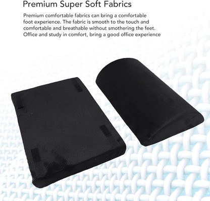 Foot Rest Black Ergonomic Height, Footstool with Memory Foam, Half Cylinder Footrest Under Desk for Comfortable Posture Support, Velboa Fabric