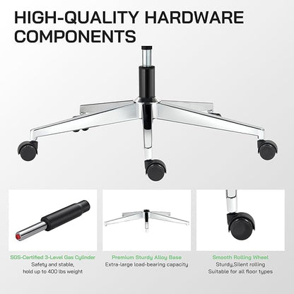 Mesh Ergonomic Office Chair with Footrest,High Back Mesh Gaming Chair with Lumbar Support,Adjustable Headrest and Armrests for Home Office Desk Chair