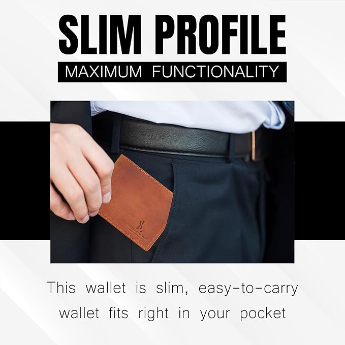 Bifold Wallet for Men with Premium Cowhide Leather Slim Wallet, Minimalist Design, Multiple Card Slots, Stylish Durable Gift-Ready Men’s Wallet (Brown)