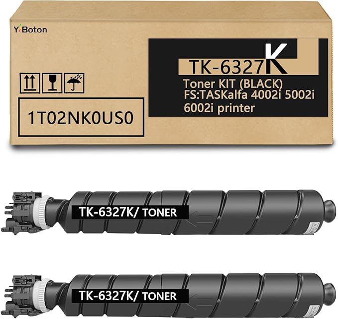 High Yield TK6327 TK-6327 Black Toner Cartridge Replacement for TK-6327 TK6327 Toner Compatible for TASKalfa 4002i 4003i 5002i 5003i 6002i 6003i Printer (2 Pack)