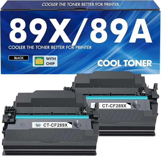89X 89A Black Toner Cartridge 2 Pack Compatible Replacement for HP 89A CF289A 89X CF289X (with Chip) for Laserjet Enterprise M507 M507n M507dn M507x MFP M528dn M528f M528c M528z M528 Series Printer