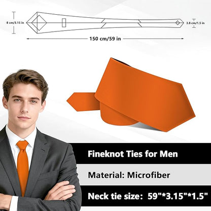 Fineknot Black Ties for Men, Formal Neckties for Men, Solid Color Mens Ties for Business, Wedding, Party, Mens Neck Tie