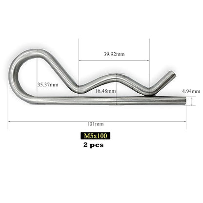 2 Pcs Heavy Duty Stainless Steel Cotter Pin R Clip Large Spring Retaining Wire Hair Pins Hitch Pin Clips Large Carter Pins for Trailer Pin Clips Lock System M5x100 keeper 4 inch Pin Keeper Pins