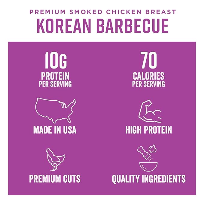 Chef’s Cut Real Chicken Jerky | High Protein Meat Snack with 10 g Protein & 70 Calories, Gluten Free, Keto-Friendly, Premium Lean Smoked Chicken Breast | Korean Barbecue | 2.5 oz (Pack of 4)