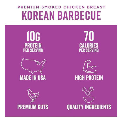 Chef’s Cut Real Chicken Jerky | High Protein Meat Snack with 10 g Protein & 70 Calories, Gluten Free, Keto-Friendly, Premium Lean Smoked Chicken Breast | Korean Barbecue | 2.5 oz (Pack of 4)