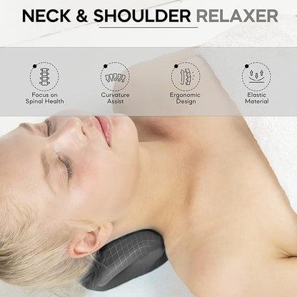 Neck Stretcher & Posture Corrector for Women and Men, Cervical Traction for Spine Alignment, Adjustable Upper Back Brace & Elastic Support for Shoulder Back Pain Relief (Black)