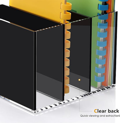 SANRUI Black Acrylic Magazine File Holder, 3 Vertical Compartments Desktap Organizer Folder Rack Workspace Document Sorters, Bookend File Office Accessories Organization Storage