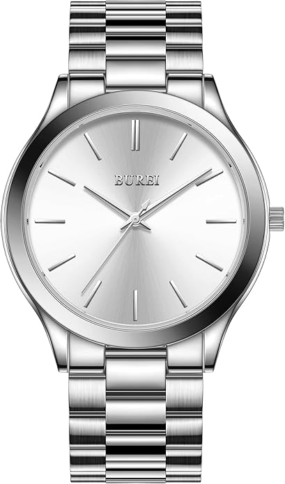 BUREI Men Watches Fashion Analog Stainless Steel Quartz Waterproof Watches,Gift for Men.