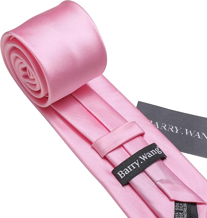 Barry.Wang Tie Sets for Men Silk Solid Necktie Stain Ties Handkerchief Pocket Square Cufflinks Wedding Business Dyed