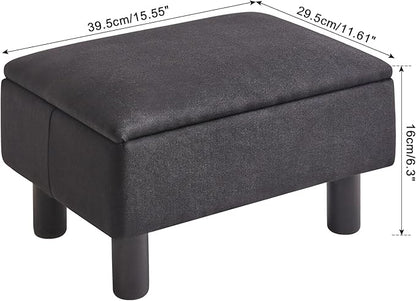 IBUYKE Storage Ottoman Footrest Stool with Linen Fabric, Rectangular, Flip Top Lid, Non-Slip Feet, Compact Design, Stylish and Functional, Black RF-BD220