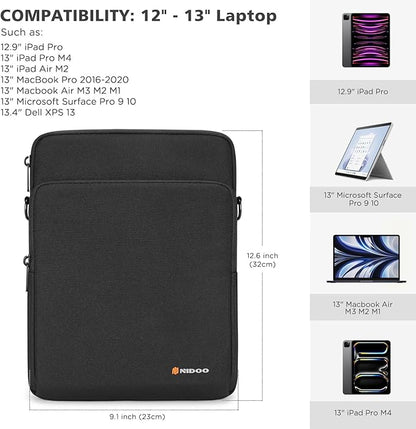 NIDOO 13 inch Laptop Sleeve Case Protective for 12.9" 13" iPad Pro Air /13" MacBook Pro Air M3 M2 / Microsoft Surface Pro 10 9 8/13.3" Galaxy Pro 360/13.4" Dell XPS 13/ HP EliteBook Computer