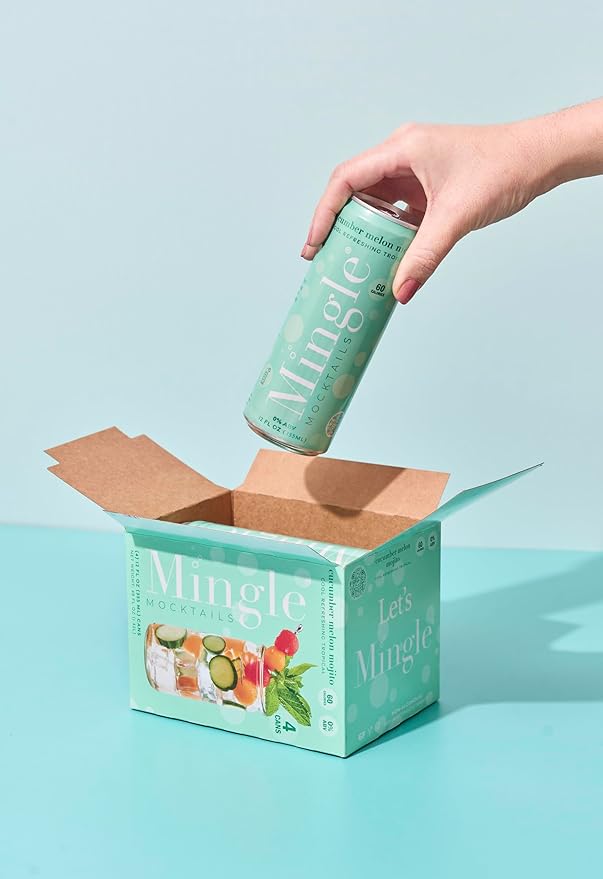 Mingle Mocktails Cucumber Melon Mojito, Premium Non-Alcoholic Drinks, Refreshing Pre-Mixed Drinks, Healthy Alternatives, Canned Mocktails, 12 fl. oz. Cans, Pack of 12