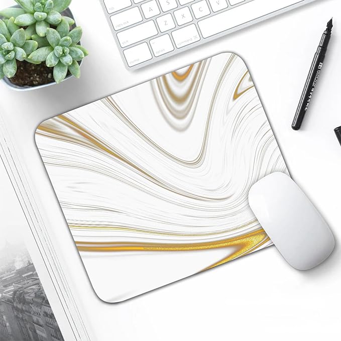Luxury Marble Ink Patterns Desk Mat, Large Gaming Mouse Pad Non-Slip Rubber Base with Stitched Edges, Waterproof Protection for PC Laptop Home Office Desk Decor (8x9in)